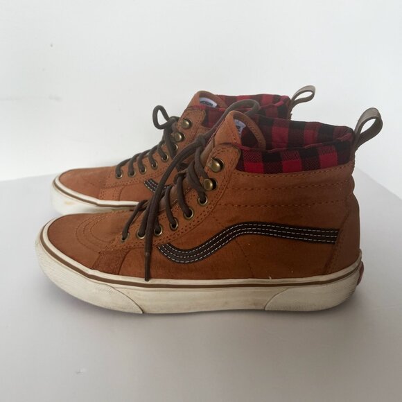 Vans Men's Sk8-Hi MTE Leather Glazed Ginger Flannel High Top - Picture 2 of 5